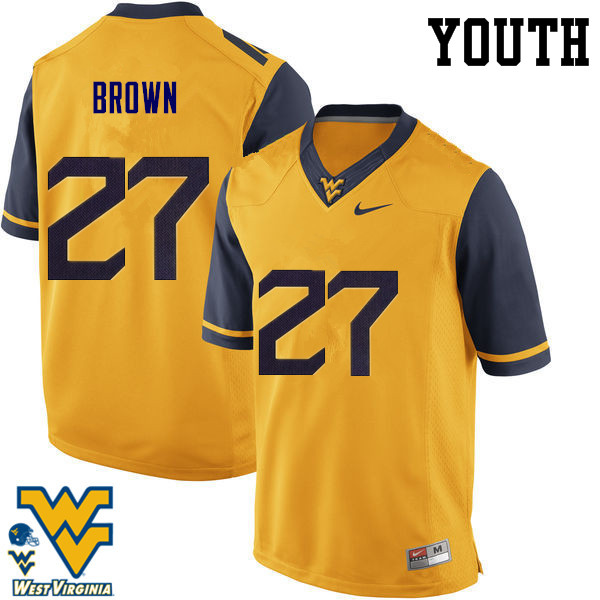 NCAA Youth E.J. Brown West Virginia Mountaineers Gold #27 Nike Stitched Football College Authentic Jersey YD23U25RQ